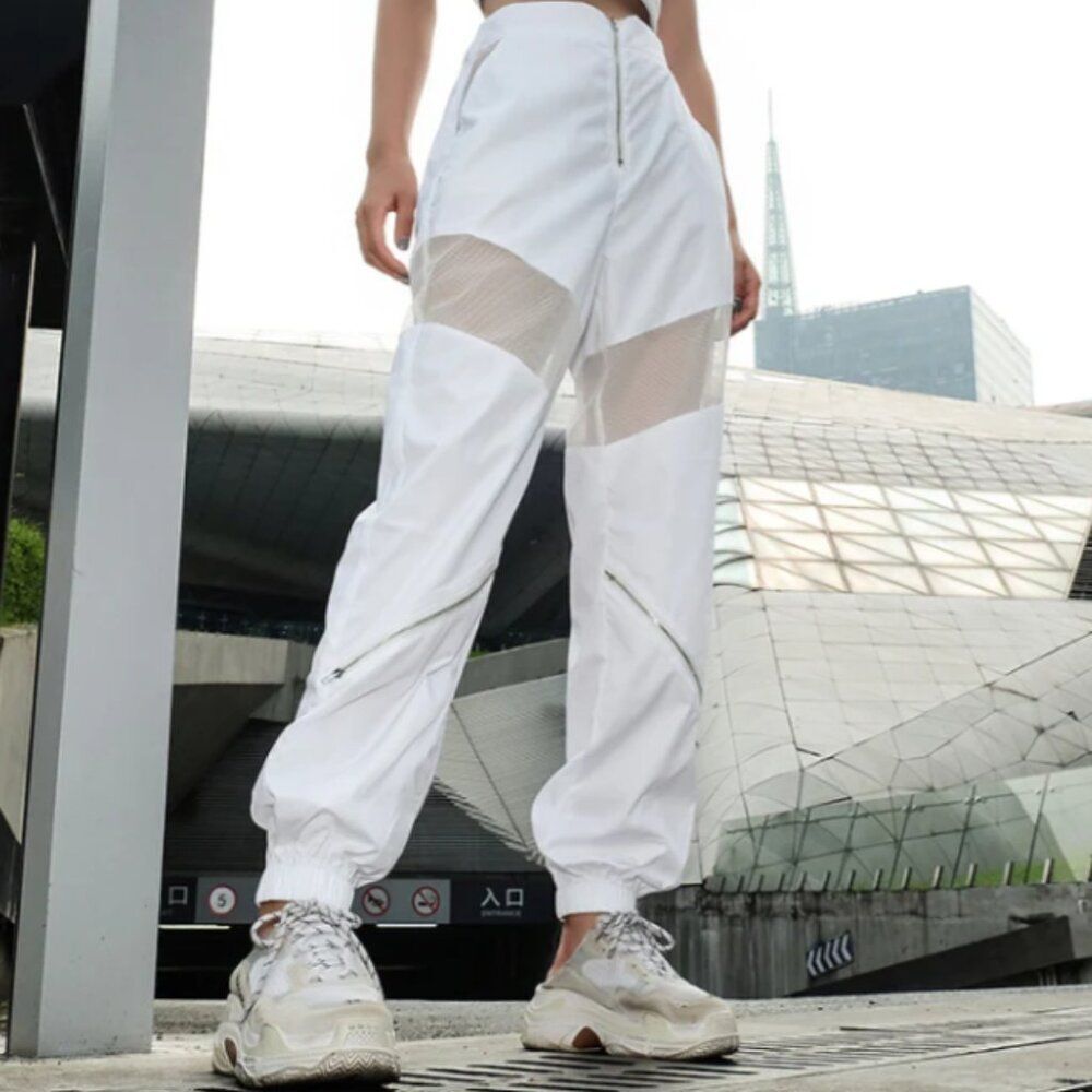 NWT New Collection White Mesh‎ Joggers - Size L